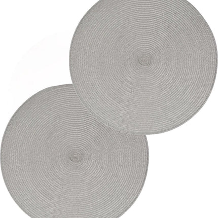 Secret de Gourmet set de 10 dessous de verre ronds - Gris clair - Plastique tressé - Diamètre 38 cm