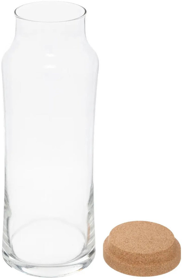 Verseuse/carafe à eau Secret de Gourmet avec bouchon en liège - verre - transparent - 1000 ml - D9 x H25 cm - refermable