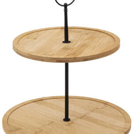 Planche de service à 2 étages - D25 cm - bambou - plateau de fromages - étagère - plateau à tapas