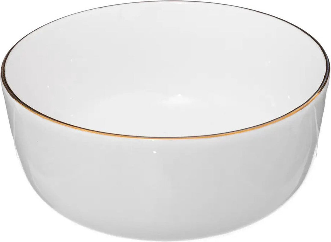 Soepkommen/serveer schaaltjes - 6x - Corona - keramiek - D15 x H6.6 cm - wit/goud