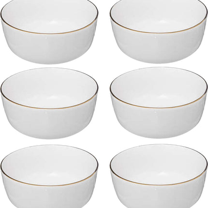 Bols à soupe/ramequins de service - 6x - Corona - céramique - D15 x H6.6 cm - blanc/or