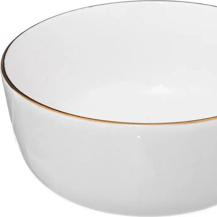 Bols à soupe/ramequins de service - 6x - Corona - céramique - D15 x H6.6 cm - blanc/or