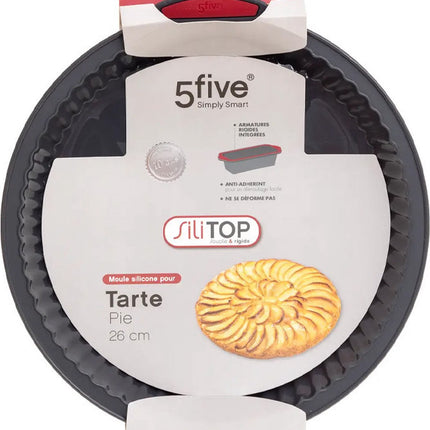 Moule à tarte/ustensile de cuisson Backery - revêtement antiadhésif - noir - 26 x 3.6 cm