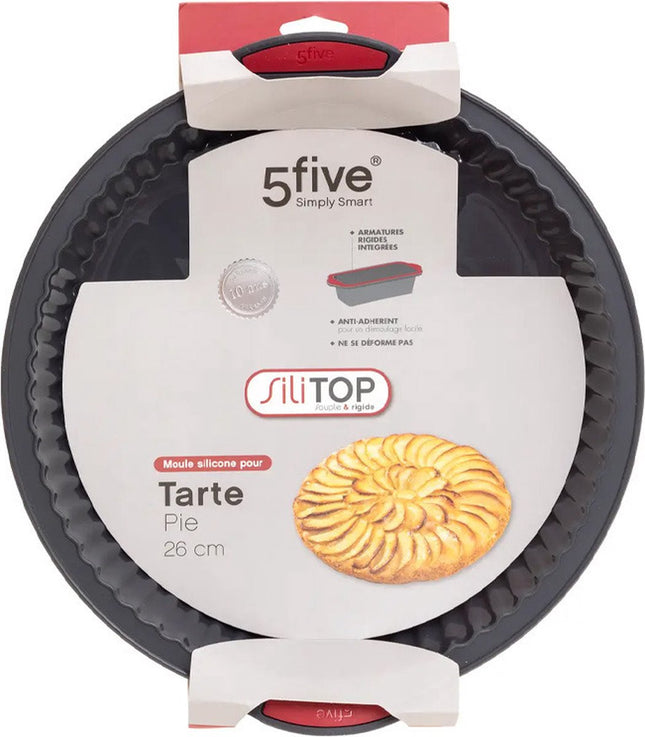 Moule à tarte/ustensile de cuisson Backery - revêtement antiadhésif - noir - 26 x 3.6 cm