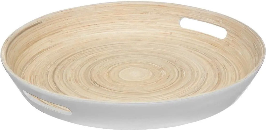 Serving tray - round serving tray D42 cm bamboo with handles