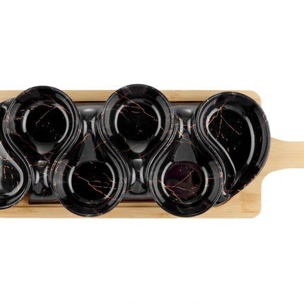 Planche de service avec 6 coupelles – aspect marbre