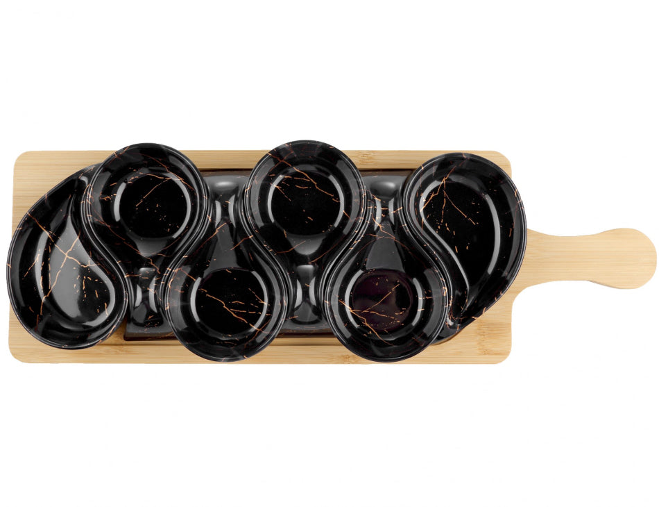 Serveerplank met 6 schaaltjes – marmerlook