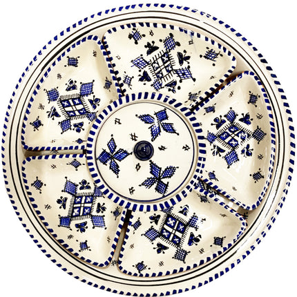 Service à dips en faïence rond fait main 8 pièces