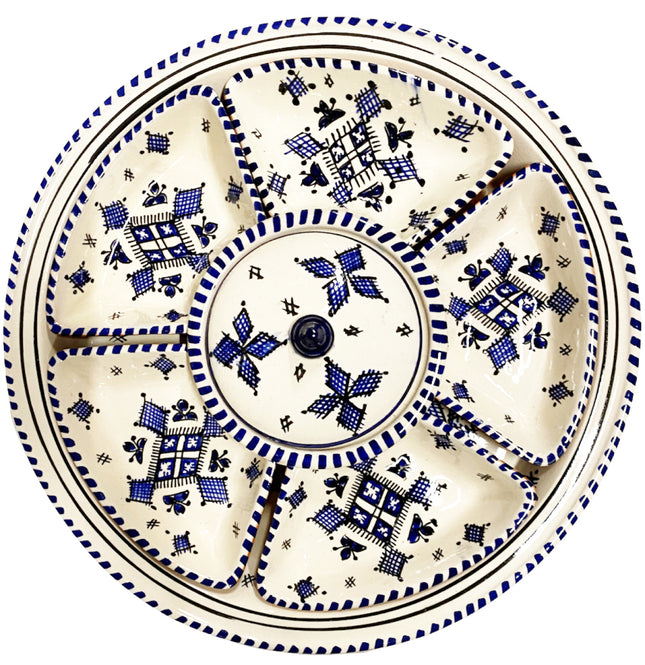 Service à dips en faïence rond fait main 8 pièces