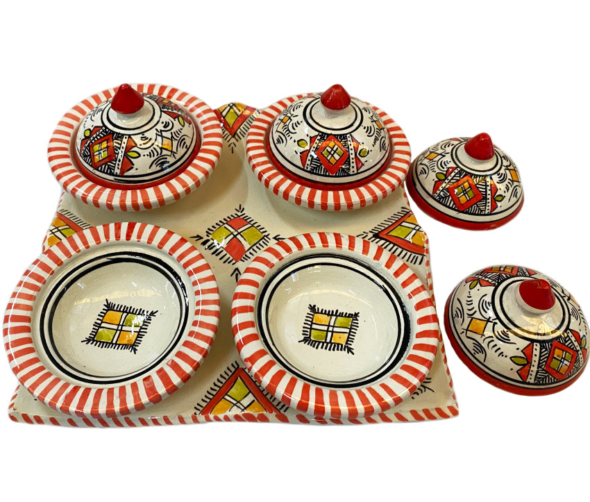 Colorful set of 4 small tagines