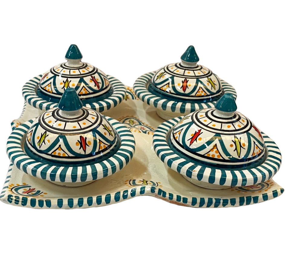 Set mit 4 kleinen Tajines grün