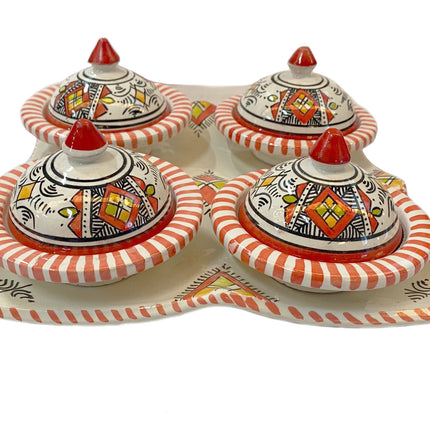 Lot coloré de 4 petites tajines