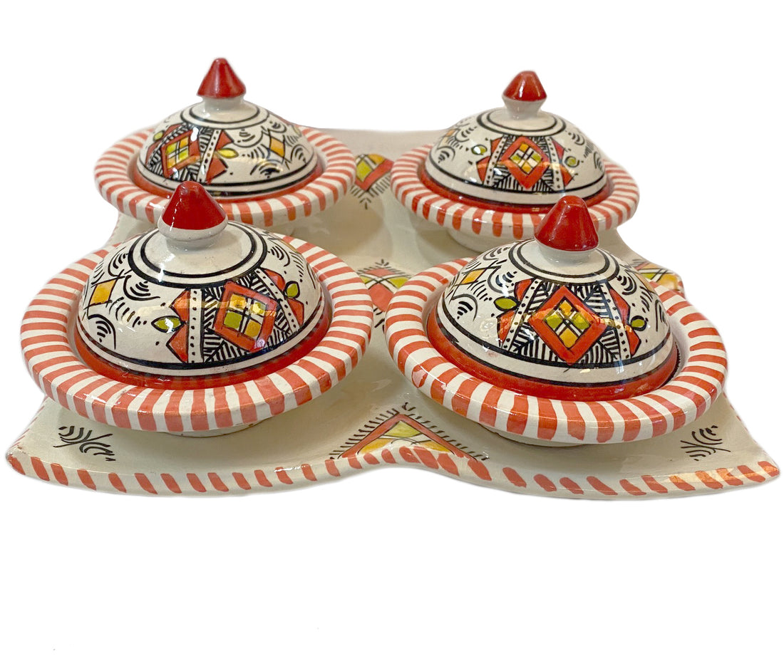 Colorful set of 4 small tagines