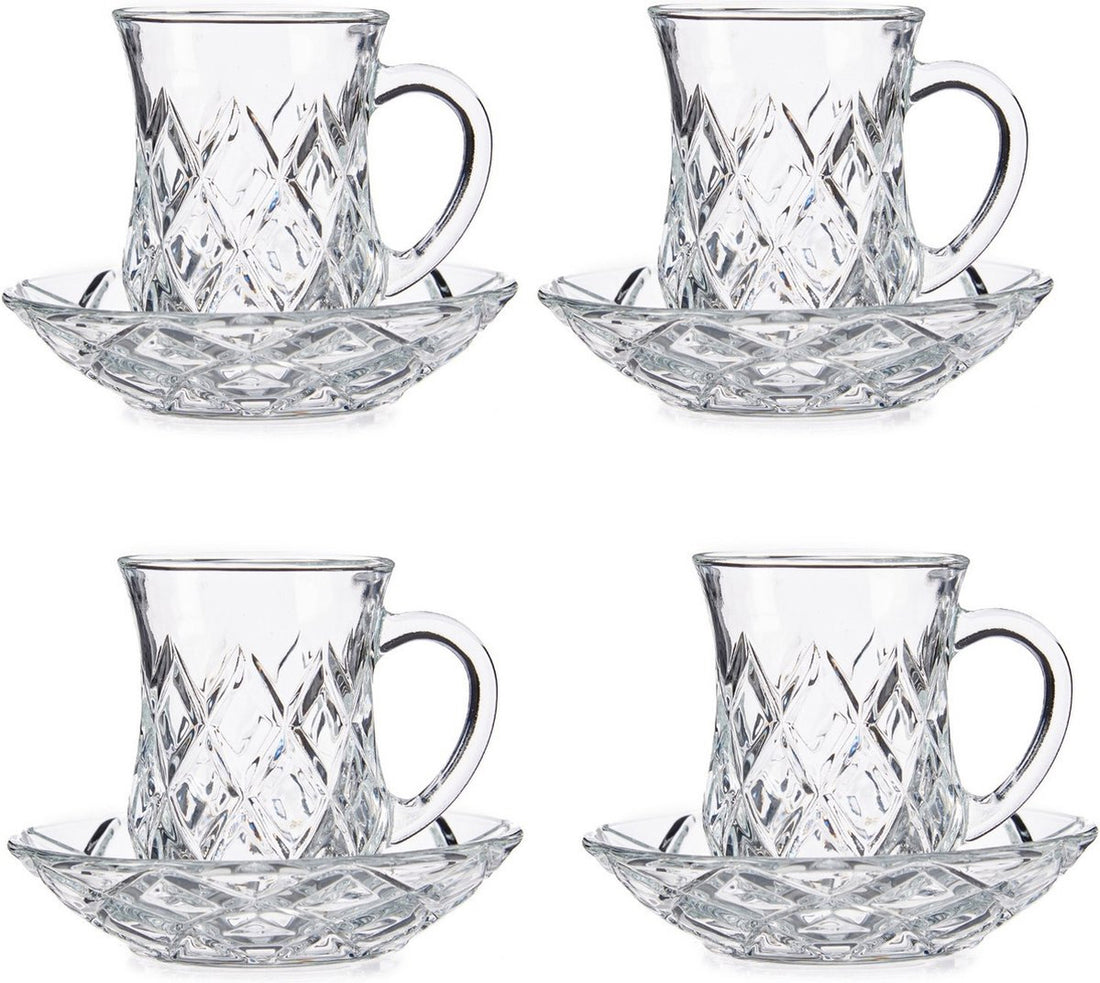 Set of 4 tea glasses including saucers 125 ml