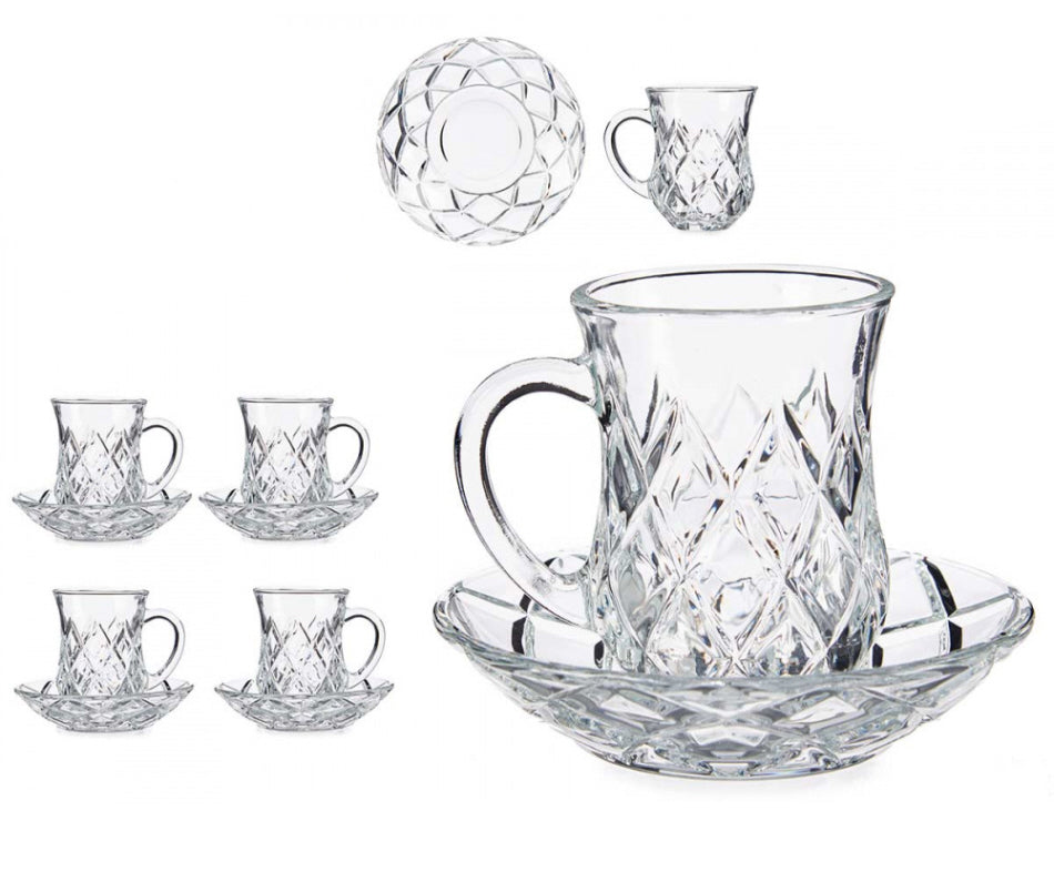 Set of 4 tea glasses including saucers 125 ml