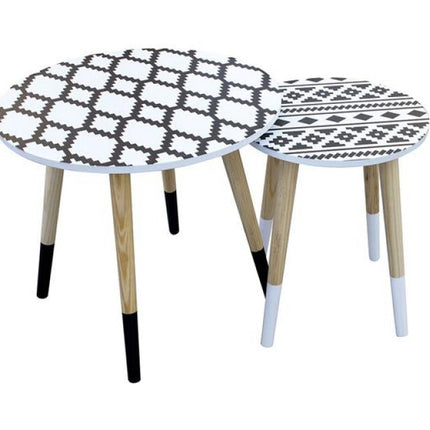 Lot de tables d'appoint rondes blanc-noir