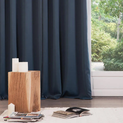 Lot de 2 Rideaux Occultants – 135x240 cm – Bleu Orage – Isolant Phonique & Thermique – À Œillets
