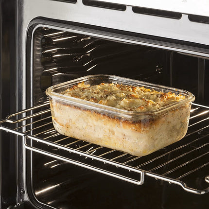 Set van 5 Kristalglas Lunchboxen – 800 ml Vershoudbakjes met Lichtblauw Randje – Glazen Lunchbox voor Salade, Maaltijden of Meal Prep – 18,5 x 12,5 x 6 cm