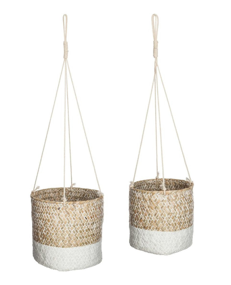Set of 2 seagrass flower pots