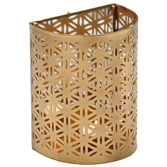 Sfeerlicht Flower of Life met spiegel – goudkleurige waxinelichthouder – foto 5