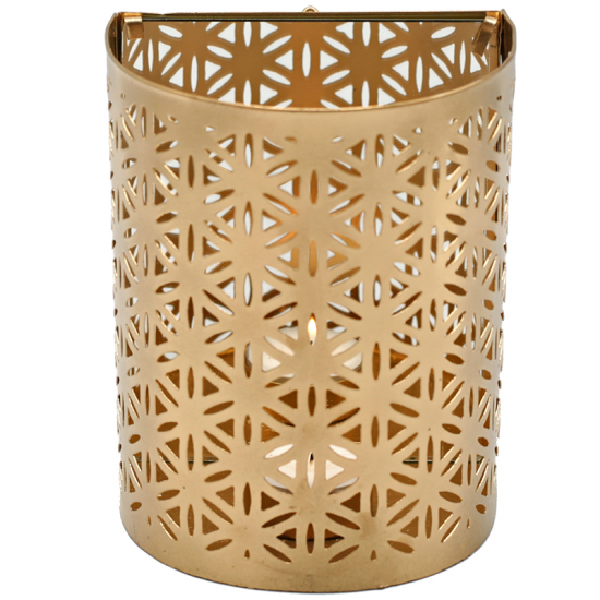 Sfeerlicht Flower of Life met spiegel – goudkleurige waxinelichthouder
