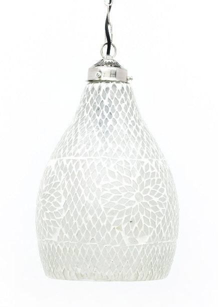 Bohemian transparent & white mosaic lamp