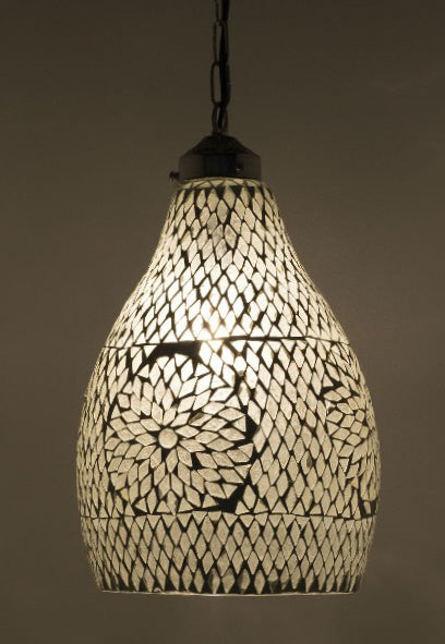 Bohemian transparent & white mosaic lamp