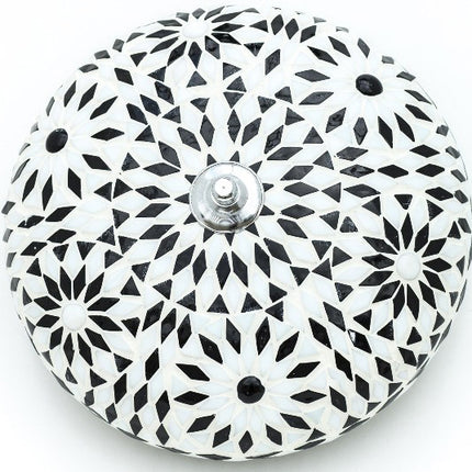 Plafonnier oriental mosaïque noir & blanc bohème 24 cm