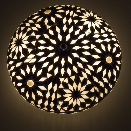 Plafonnier oriental mosaïque noir & blanc bohème 24 cm