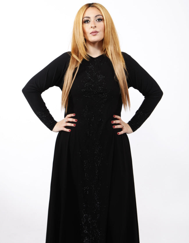 Arabic abaya – Arabische Dubai abaya met zwarte steentjes, A-lijn – foto 3