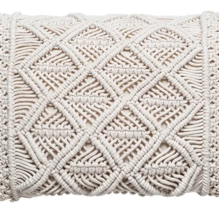 Coussin décoratif Atmosphera Macramé Ibiza pour intérieur - 2x - blanc ivoire - 30 x 50 cm - coton/polyester