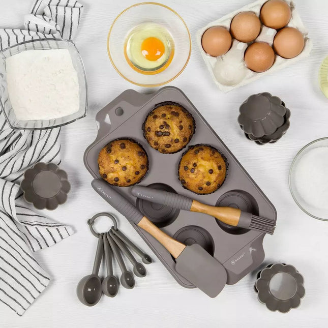 Ensemble de cuisson en silicone 12 pièces pour muffins ou cupcakes - Moule de cuisson