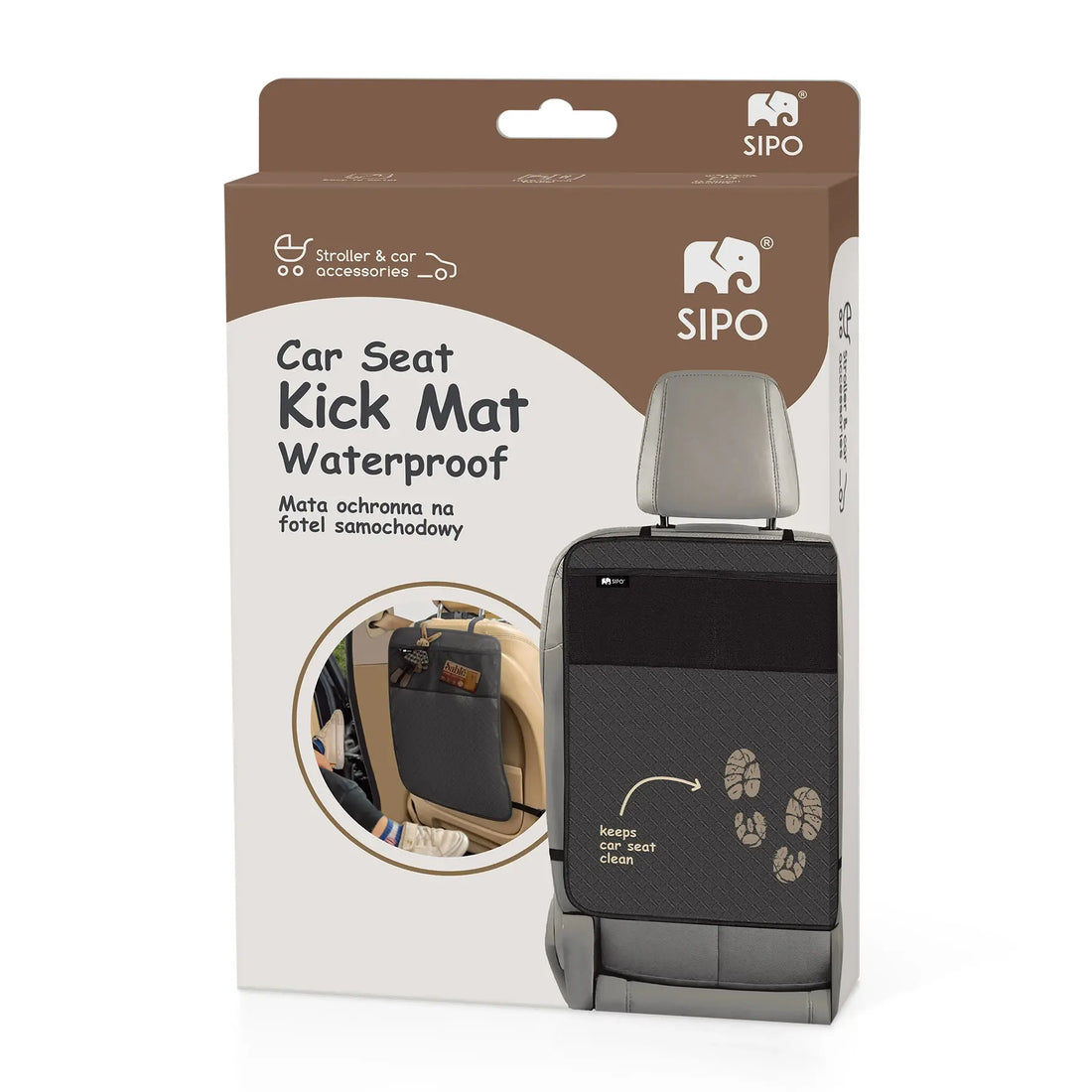 Sipo - Car Seat Protector for Kids - Kick Mat for Car Backseat - Protective Car Seat Mat with Storage Pockets - Universal Backrest Protector - Water-Repellent - approx. 61 x 43 cm - Black