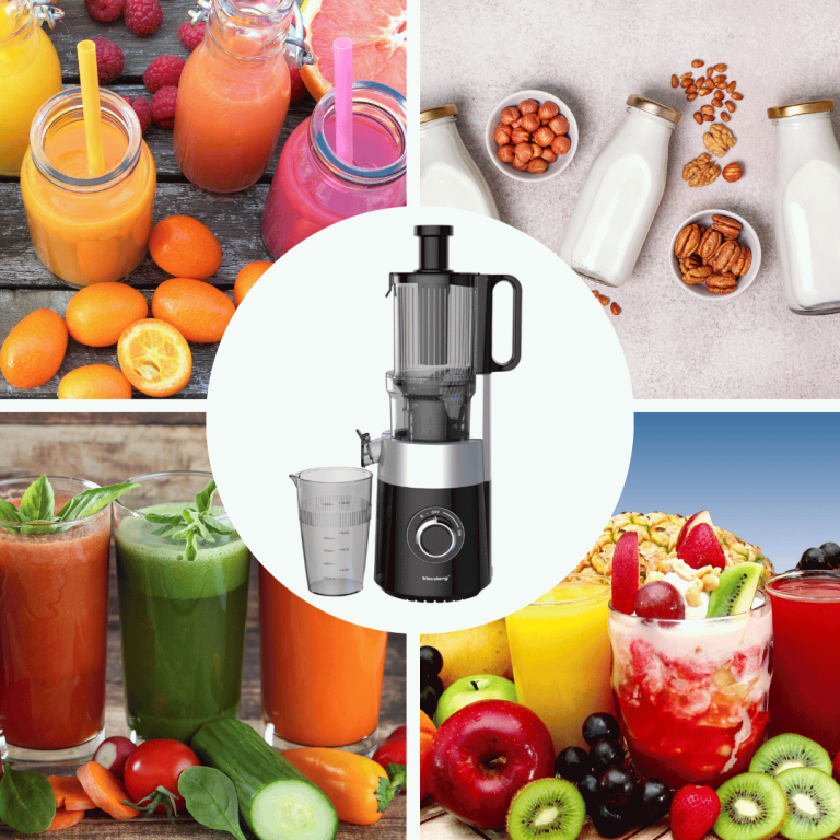 Klausberg KB-7871 Slow Juicer – Cold Press – Leiser vertikaler Entsafter mit breiter Einfüllöffnung – Obstpresse – Schwarz / Silber
