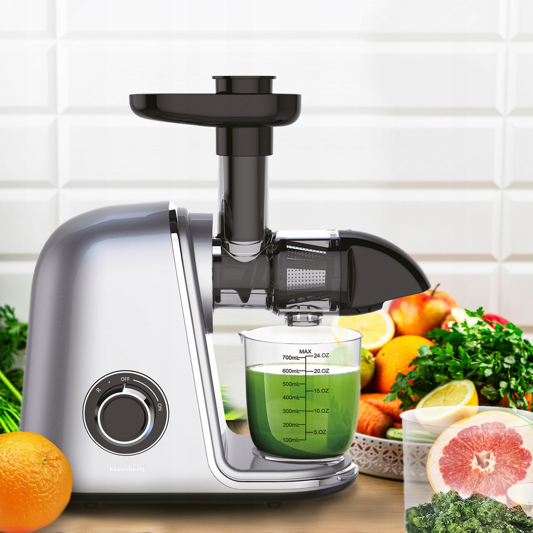 Klausberg slow juicer 150 W – groente- en fruitpers met pulpreservoir, 700 ml – foto 4