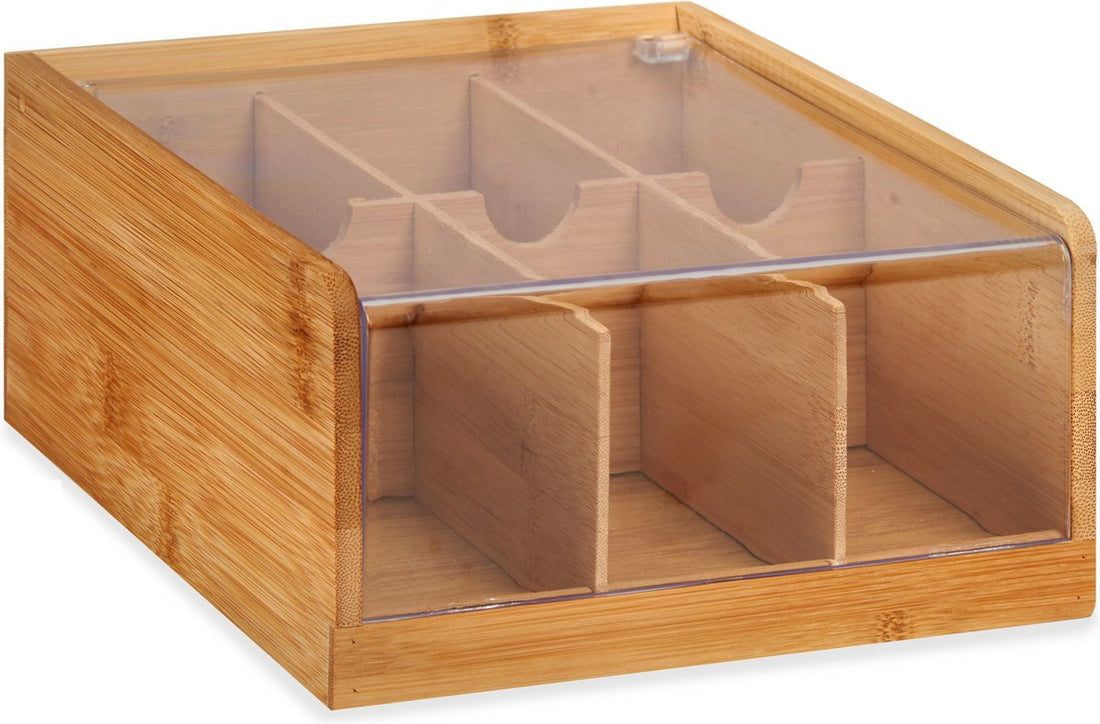 Sortierbox 6-Fächer - Holz - braun - 22x20x10 cm - Aufbewahrungsbox