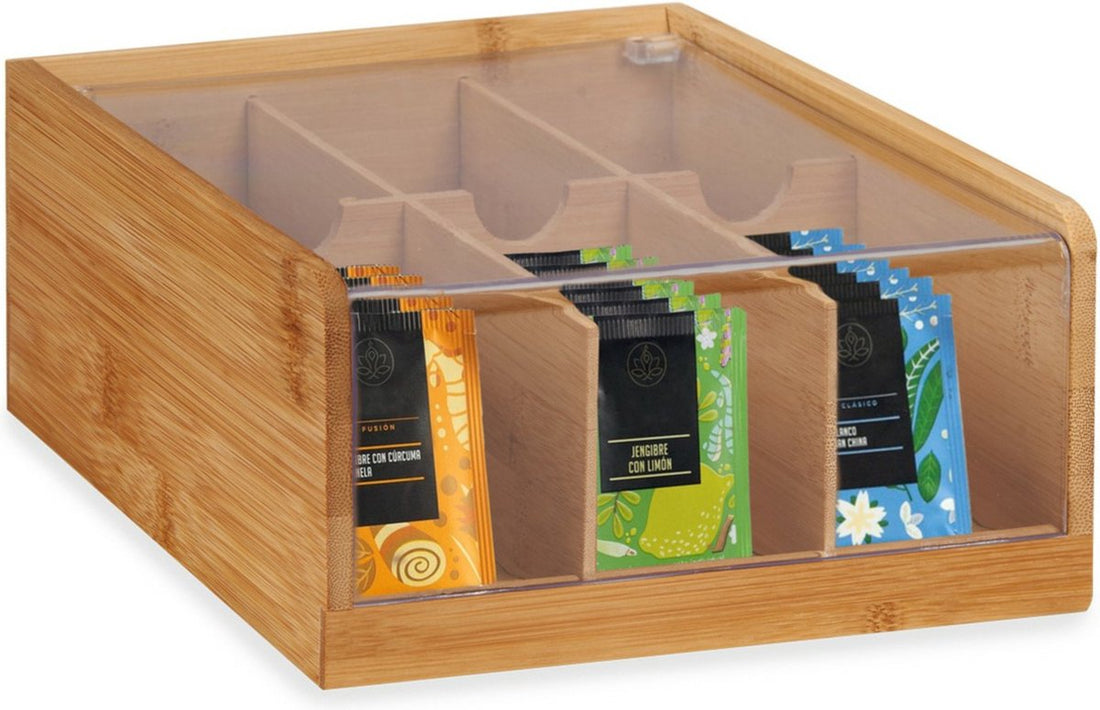 Sortierbox 6-Fächer - Holz - braun - 22x20x10 cm - Aufbewahrungsbox