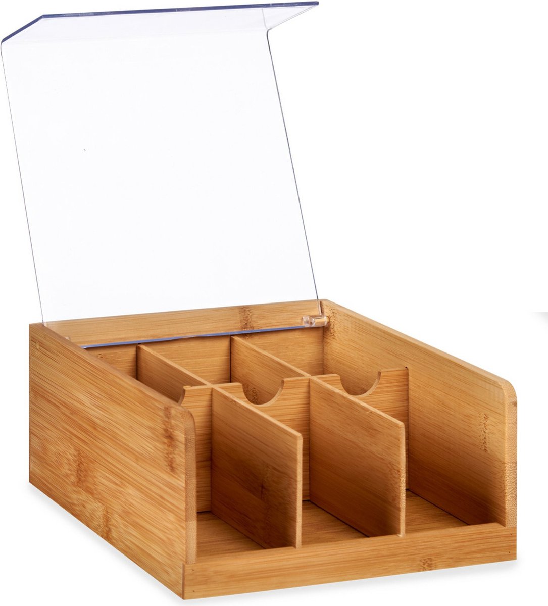 Sortierbox 6-Fächer - Holz - braun - 22x20x10 cm - Aufbewahrungsbox