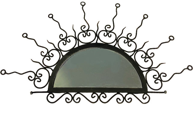 Miroir mural demi-lune marocain en fer forgé