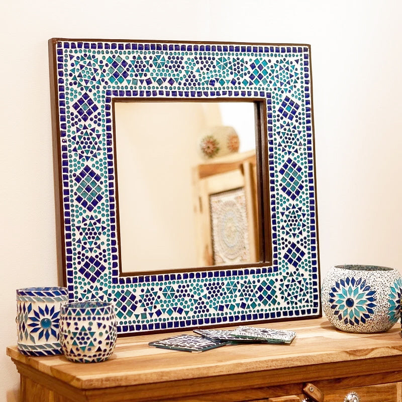 Orientalischer Mosaikspiegel blau
