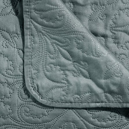 Jeté de lit Arabesque 240 x 260 cm - Bleu Minéral - Avec 2 Taies d'Oreiller - Polyester - Couvre-lit - Dessus de lit -