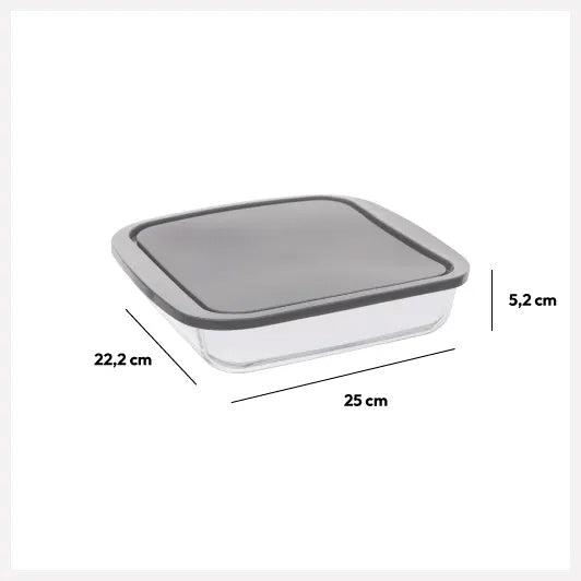 5Five Auflaufform mit Deckel - Borosilikatglas - quadratisch - 1,8 Liter - 22 x 22 x 5 cm