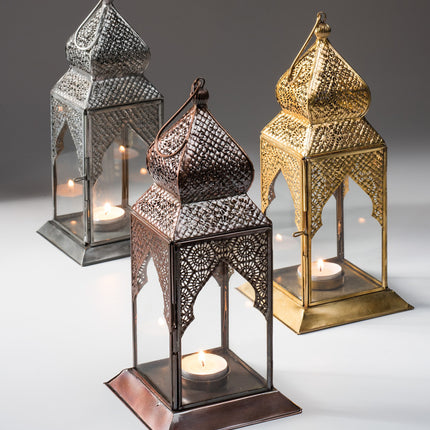 Lanterne de table de style marocain avec finition antique