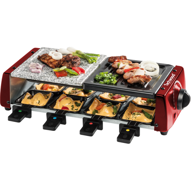 Techwood – grill – raclette – pierre à griller – appareil à fondue 3-en-1 – 8 personnes