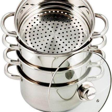 Kinghoff 3320 cuit-vapeur - Ø24 cm - acier inoxydable - toutes sources de chaleur - 5 pièces