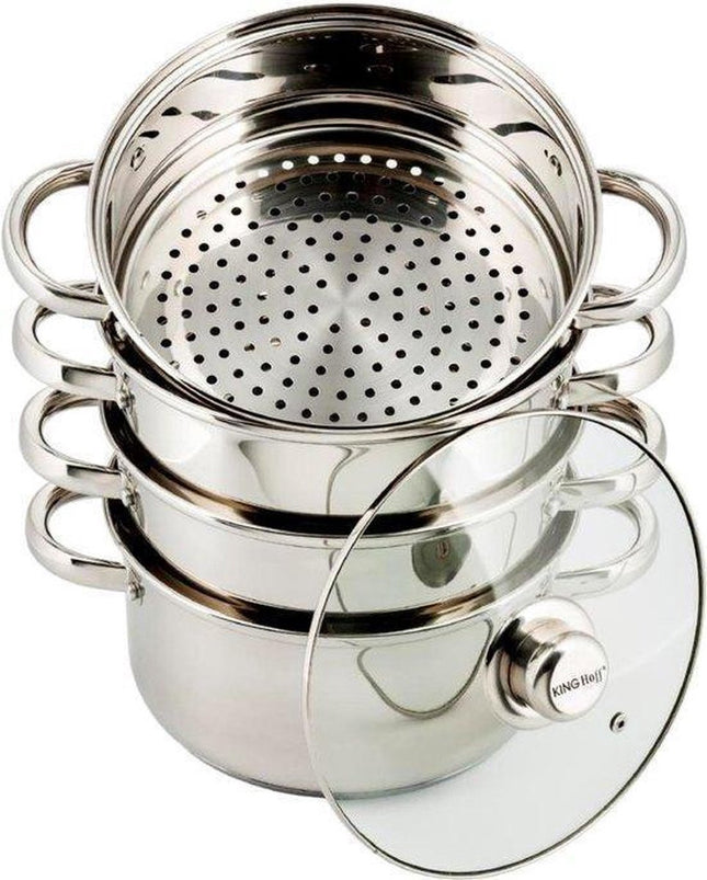 Kinghoff 3320 cuit-vapeur - Ø24 cm - acier inoxydable - toutes sources de chaleur - 5 pièces