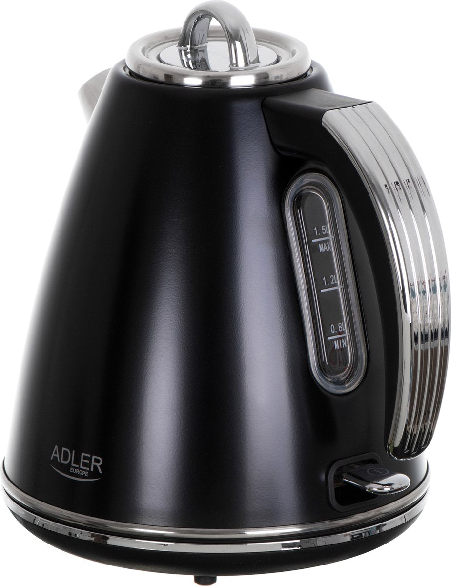 Adler AD 1343 - Edelstahl Wasserkocher - 1.5 Liter - Strix - schwarz