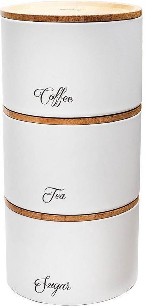 Klausberg 7507 voorraadpotten koffie, thee en suiker – set van 3, wit – foto 2