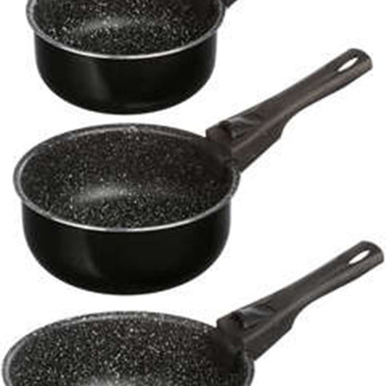Casserole/casserole à sauce 3 pcs - tous feux - aluminium - noir - 16/18/20 cm