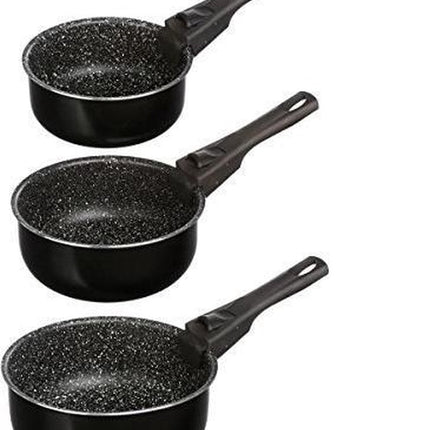 Casserole/casserole à sauce 3 pcs - tous feux - aluminium - noir - 16/18/20 cm